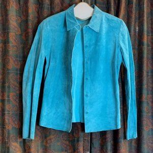 Express Leather shirt/coverup Jacket - Vintage - Aqua Blue Green - Size 9 / 10